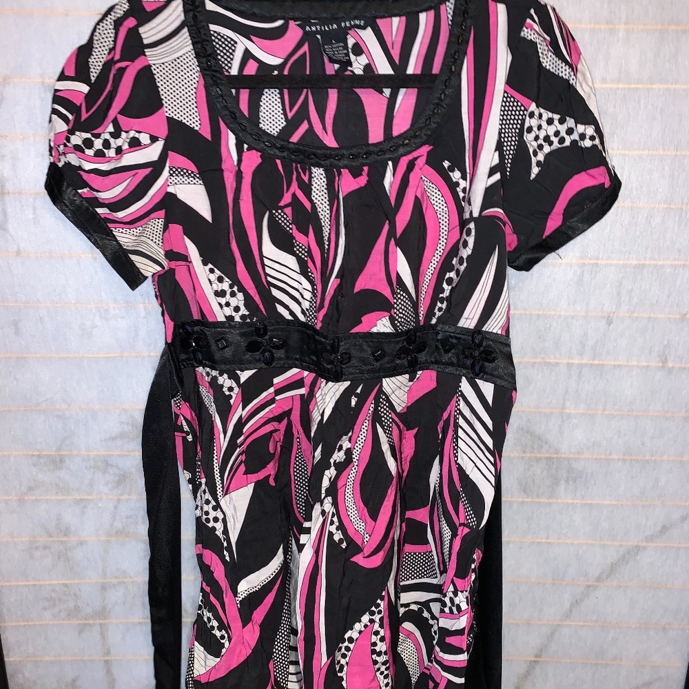 Black, White, and Pink Dress w/ Sequins